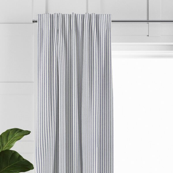Cruz Ticking Stripes White/Navy Drapery - Image 3