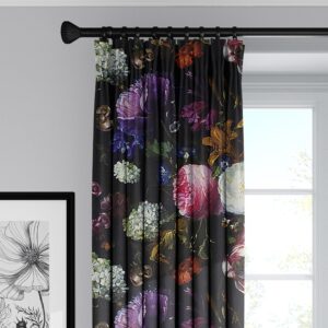 Crystal’s Bouquet Black/Floral Drapery