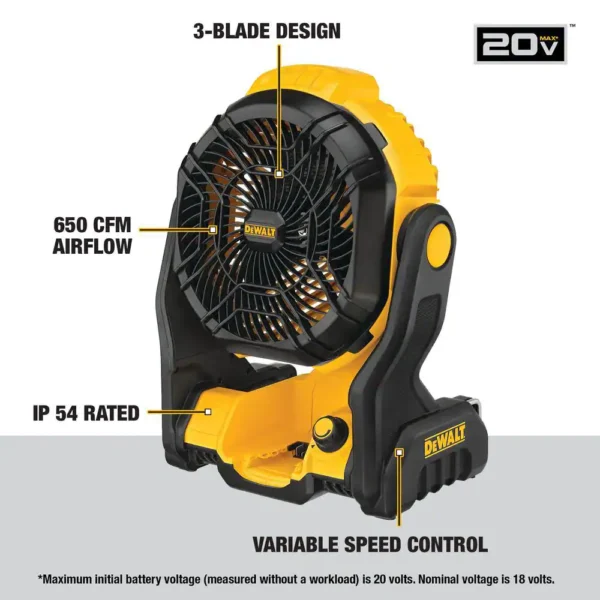 DCE512B 20-Volt MAX Jobsite Fan (Tool Only) - Image 2