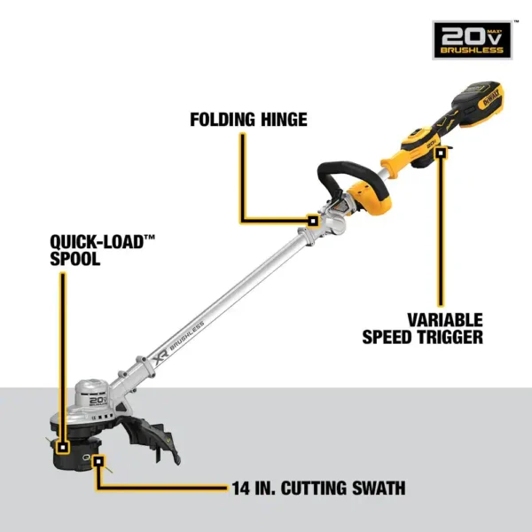 DCST922B 20V MAX Brushless Cordless Battery Powered String Trimmer (Tool Only) - Image 2