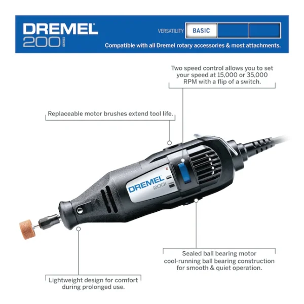 200 17-Piece 2-speed Corded 0.86-Amp Multipurpose Rotary Tool with (No Case) Case - Image 5
