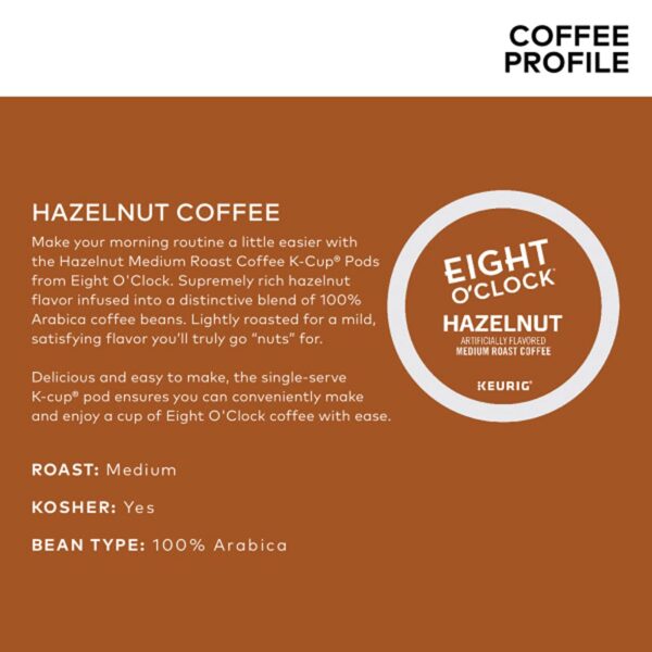 Eight O Clock Coffee Hazelnut Single-Serve Keurig K-Cup Pods, Medium Roast Coffee Pods, 96 Count - Image 3