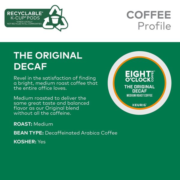 Eight O Clock Coffee The Original Decaf, Single-Serve Keurig K-Cup Pods, Medium Roast Coffee Pods, 24 Count (Pack of 4), Total 96 Count - Image 5