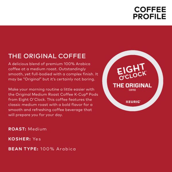 Eight O Clock Coffee The Original Single-Serve Keurig K-Cup Pods Medium Roast Coffee Pods 96 Count (Pack of 1) - Image 3