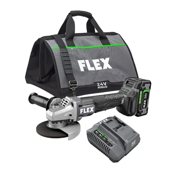 FX3171A-1C 5-in 24-volt Paddle Switch Brushless Cordless Angle Grinder (Charger Included and 1-Battery)