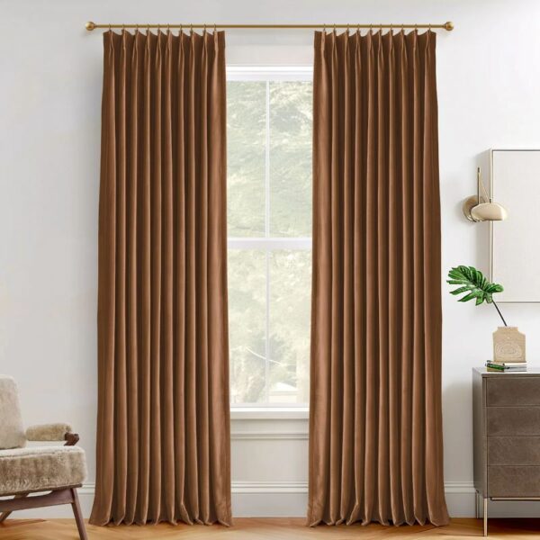 Vol Velvet Blackout Curtains Luxury Luster Custom Drapes Coffee Bean | Pleated - Image 13