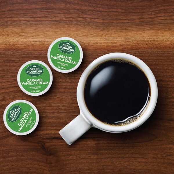 Green Mountain Coffee Roasters Caramel Vanilla Cream, Single-Serve Keurig K-Cup Pods, Flavored Light Roast Coffee, 12 Count (Pack of 6) - Image 8