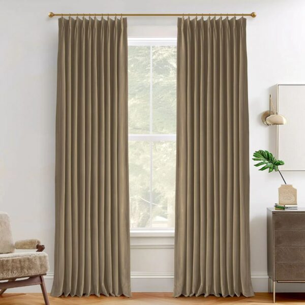 Vol Velvet Blackout Curtains Luxury Luster Custom Drapes Coffee Bean | Pleated - Image 9