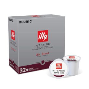 Illy Coffee Intense   Robust Intenso Dark Roast Coffee K-Cups, Made With 100% Arabica Coffee, All-Natural, No Preservatives, Coffee Pods for Keurig Coffee Machines, K-Cups, 32 K Cup Pods,, 13.4 Oz