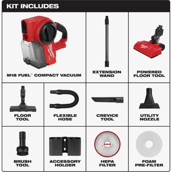 0940-20 M18 FUEL 18-Volt Lithium-Ion Brushless .25 Gal. Cordless Jobsite Vacuum with 5.0 Ah Battery and Charger - Image 5