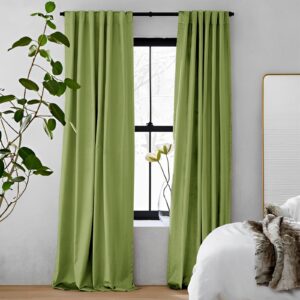 Muddy Green | Vol Velvet Blackout Curtains Luxury Heavyweight Luster Custom Drapes | Soft Top Back Tab