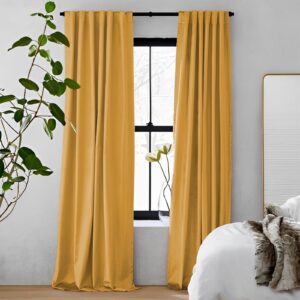 Mustard Yellow | Vol Velvet Blackout Curtains Luxury Heavyweight Luster Custom Drapes | Soft Top Back Tab