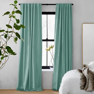Faded Jade | Vol Velvet Blackout Curtains Luxury Heavyweight Luster Custom Drapes | Soft Top Back Tab