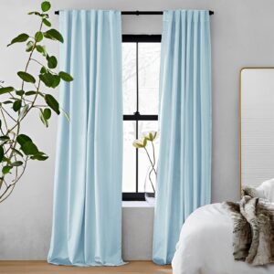 Light Blue | Vol Velvet Blackout Curtains Luxury Heavyweight Luster Custom Drapes | Soft Top Back Tab