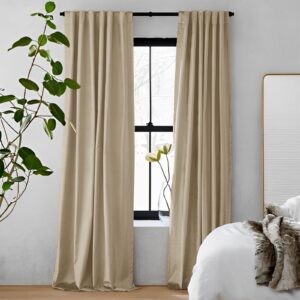 Flaxen | Vol Velvet Blackout Curtains Luxury Heavyweight Luster Custom Drapes | Soft Top Back Tab