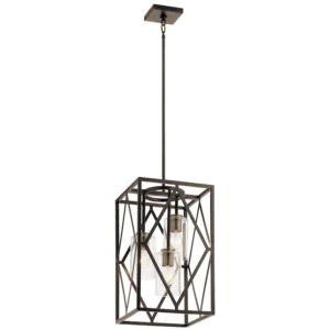 82316 Solander 3-Light Olde Bronze Traditional Clear Glass Geometric Pendant Light