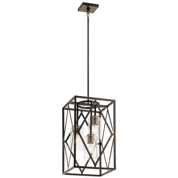 82316 Solander 3-Light Olde Bronze Traditional Clear Glass Geometric Pendant Light