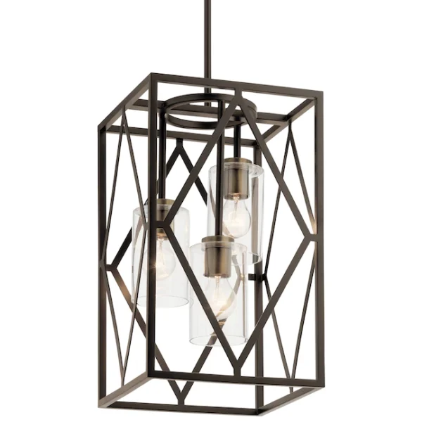 82316 Solander 3-Light Olde Bronze Traditional Clear Glass Geometric Pendant Light - Image 4