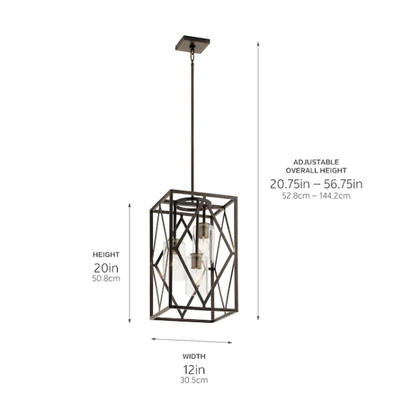 82316 Solander 3-Light Olde Bronze Traditional Clear Glass Geometric Pendant Light - Image 8