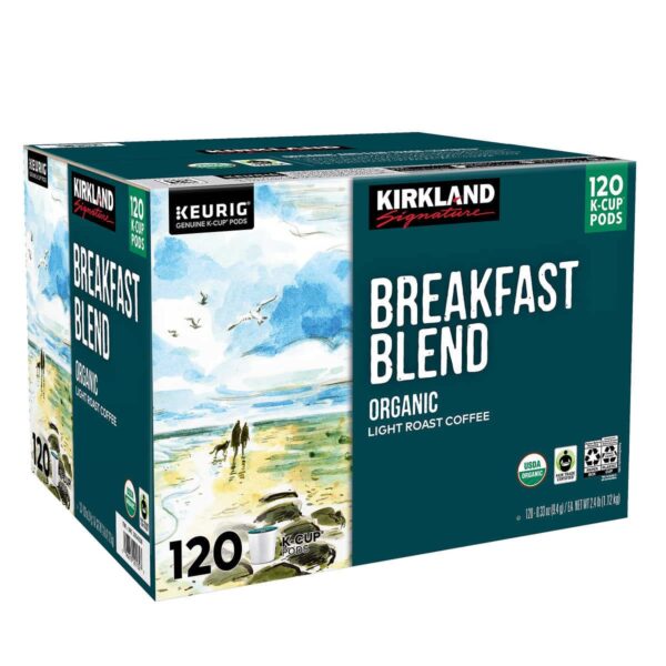 Kirkland Signature Organic Breakfast Blend Light-Roast Coffee, K-Cup Pods, 120 Count - Image 2