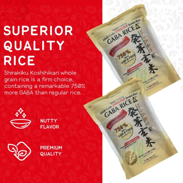 Koshihikari Premium Sprouted Brown Gaba Rice, 2.2 Pound (Pack of 4) - Image 3