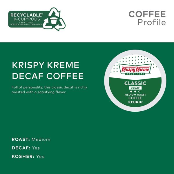 Krispy Kreme Classic Decaf, Single-Serve Keurig K-Cup Pods, Medium Roast Coffee Pods, 12 Count (Pack of 6) - Image 4