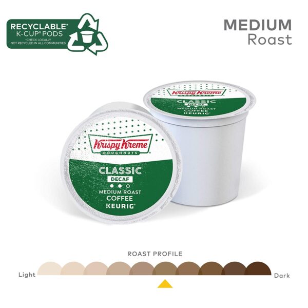Krispy Kreme Classic Decaf, Single-Serve Keurig K-Cup Pods, Medium Roast Coffee Pods, 12 Count (Pack of 6) - Image 5