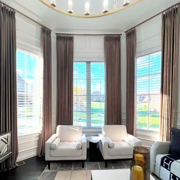 Pinch Pleated Lille Linen Memory Trained Blackout Curtains Natural Modern Custom Drapes - Image 5