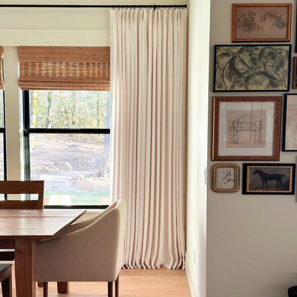 Pinch Pleated Lille Linen Memory Trained Blackout Curtains Natural Modern Custom Drapes - Image 3