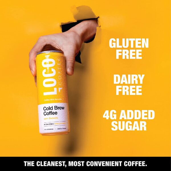 Loco Life Brew Vanilla Honey Cold Brew Coffee With Oat Milk and Coconut Water 11 Ounce Can Pack of 12, Gluten Free and Dairy Free, Low Sugar, Low Calorie Iced Coffee - Image 2