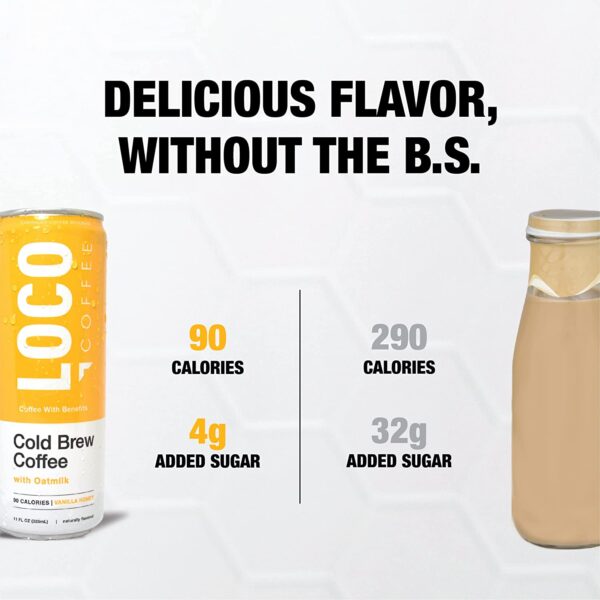 Loco Life Brew Vanilla Honey Cold Brew Coffee With Oat Milk and Coconut Water 11 Ounce Can Pack of 12, Gluten Free and Dairy Free, Low Sugar, Low Calorie Iced Coffee - Image 6