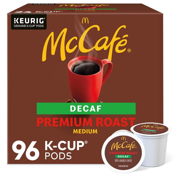 McCaf?? Premium Roast Decaf, Keurig Single Serve K-Cup Pods, Medium Roast Coffee Pods, 96 Count of pack of 4 of 24 K-Cup Pods each