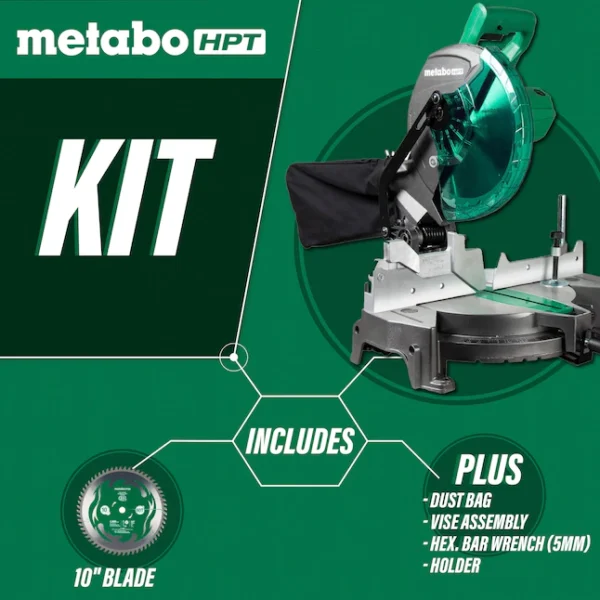 HPT Miter Saw C10FCGSM 10-in Single Bevel Compound Corded Miter Saw - Image 3
