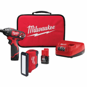 2401-22-2367-20 M12 12-Volt Li-Ion Cordless 1/4 in. Hex Screwdriver Kit w/ M12 Service   Repair 700 Lumens Flood Light w/ USB Charging