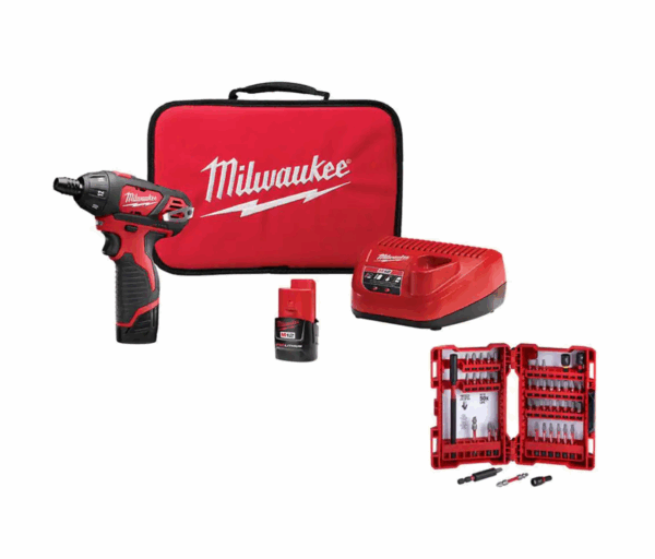 2401-22-48-32-4023 M12 12-Volt Lithium-Ion Cordless 1/4 in. Hex Screwdriver Kit with SHOCKWAVE Driver Bit Set (45-Piece)