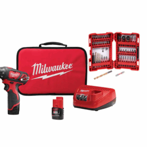 M12 12V Lithium-Ion Cordless 1/4 in. Hex Screwdriver Kit w/ SHOCKWAVEImpact Duty Driver Alloy Steel Bit Set (50-Pc)