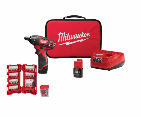 2401-22-48-32-4497 M12 12-Volt Lithium-Ion Cordless 1/4 in. Hex Screwdriver Kit with SHOCKWAVE Alloy Steel Screwdriver Bit Set (72-Piece)