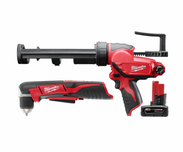 2415-20-2441-20-48-11-2460 M12 12V Lithium-Ion Cordless 3/8 in. Right Angle Drill with 10 oz. Caulk and Adhesive Gun and 6.0 Ah XC Battery Pack
