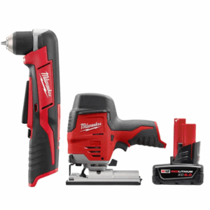 2415-20-2445-20-48-11-2460 M12 12V Lithium-Ion Cordless 3/8 in. Right Angle Drill with M12 Cordless Jig Saw and 6.0 Ah XC Battery Pack
