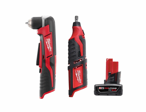 2415-20-2460-20-48-11-2460 M12 12V Lithium-Ion Cordless 3/8 in. Right Angle Drill with M12 Rotary Tool and 6.0 Ah XC Battery Pack
