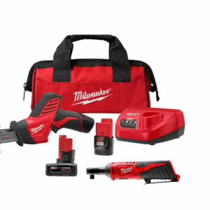 2420-21-2457-20-48-11-2460 M12 12V Lithium-Ion HACKZALL Cordless Reciprocating Saw Kit with M12 3/8 in. Ratchet and 6.0 Ah XC Battery Pack