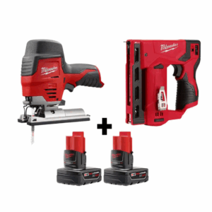 2445-20-2447-20-48-11-2412 M12 12V Lithium-Ion Cordless Jig Saw and Crown Stapler with two 3.0 Ah Batteries