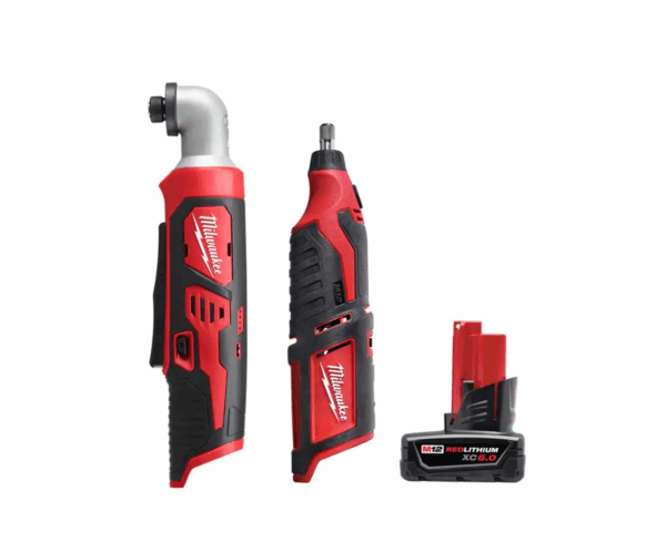 2467-20-2460-20-48-11-2460 M12 12V Lithium-Ion Cordless 1/4 in. Right Angle Hex Impact Driver with M12 Rotary Tool and 6.0 Ah XC Battery Pack