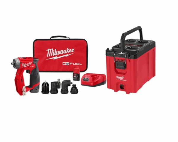 2505-22-PO M12 FUEL 12V Lithium-Ion Brushless Cordless 4-in-1 Installation 3/8 in. Drill Driver Kit   4-Tool Heads W/PACKOUT