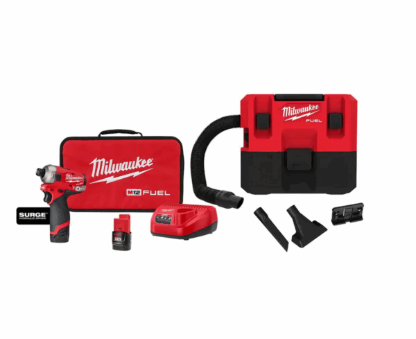 2551-22-0960-20 M12 FUEL SURGE 12V Lithium-Ion Brushless Cordless 1/4 in. Hex Impact Driver Kit   M12 FUEL 1.6 Gal. Wet/Dry Vacuum