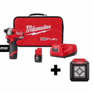 2551-22-2364-20 M12 FUEL SURGE 12V Lithium-Ion Brushless Cordless 1/4 in. Hex Impact Driver Compact Kit with M12 Flood Light