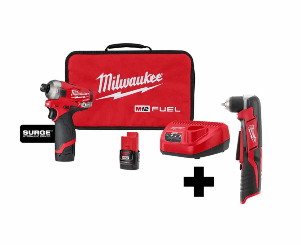 2551-22-2415-20 M12 FUEL SURGE 12V Lithium-Ion Brushless Cordless 1/4 in. Hex Impact Driver Compact Kit with M12 Right Angle Drill