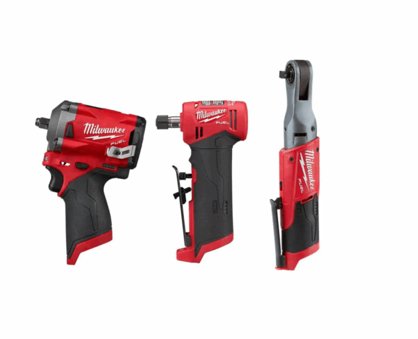 2554-20-2485-20-2557-20 M12 FUEL 12V Lithium-Ion Brushless Cordless Stubby 3/8 in. Impact Wrench / 3/8 in. Ratchet/Die Grinder (3-Tool)