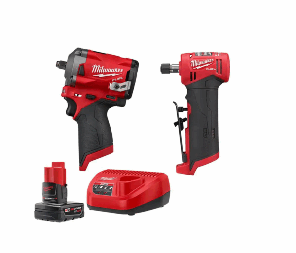 2554-20-2485-20-48-59-2440 M12 FUEL 12V Lithium-Ion Brushless Cordless Stubby 3/8 in. Impact Wrench and 1/4 in. Die Grinder Kit (2-Tool)