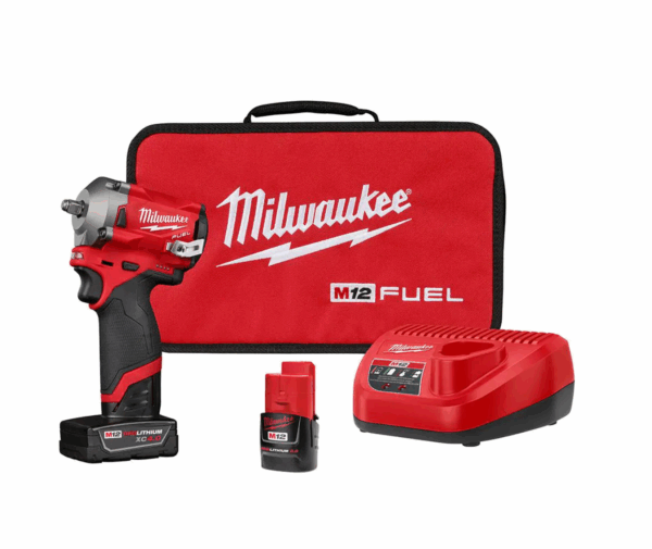 2554-22 M12 FUEL 12V Lithium-Ion Brushless Cordless Stubby 3/8 in. Impact Wrench Kit with One 4.0 and One 2.0Ah Batteries